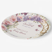 Bezaubernde Gartenpastellschmetterlinge Babydusche Pappteller (Schrägansicht)