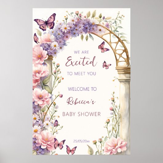 Bezaubernde Gartenschmetterlinge Babydusche Empfan Poster (Vorne)