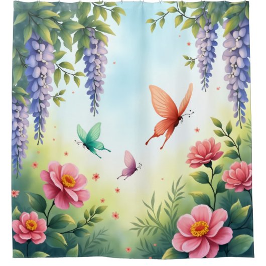 Bezaubernde Gartenschmetterlinge Duschvorhang (Vorderseite)