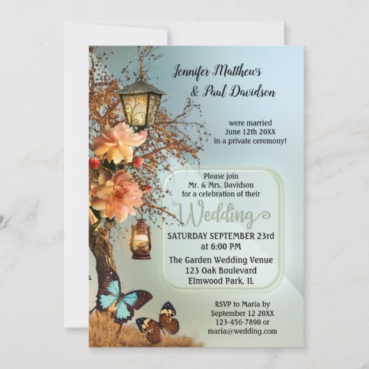 Bezaubernde geometrische Hochzeitsparty im Garten Einladung (Vorderseite)