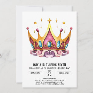 Bezaubernde Girly Princess Crown zum Geburtstag Einladung