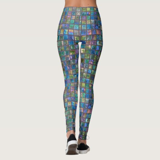 Bezaubernde glänzende Aqua-Fliesen Leggings (Rückseite)