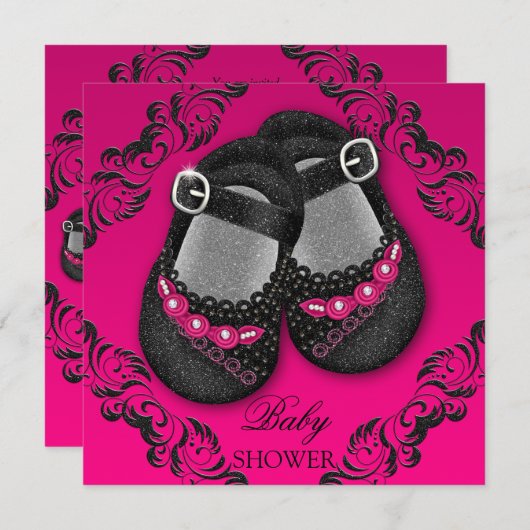 Bezaubernde Glitzer-Babyschuh-heißes Einladung (Vorne/Hinten)