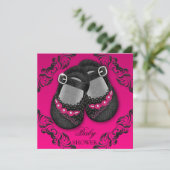 Bezaubernde Glitzer-Babyschuh-heißes Einladung (Stehend Vorderseite)