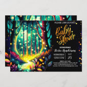 Bezaubernde Glühwürmchen Nachts Whimsy Baby Dusche Einladung (Vorne/Hinten)