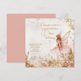 Bezaubernde Gold- und Rosa Fee zum Geburtstag Feiertagskarte