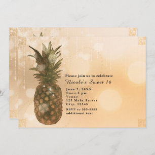 Bezaubernde goldene Ananas-elegante tropische Einladung