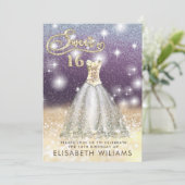 Bezaubernde goldene Kleidung, glänzend ombre Einladung (Stehend Vorderseite)