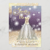 Bezaubernde goldene Kleidung, glänzend ombre Einladung (Vorne/Hinten)