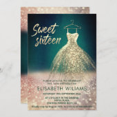 Bezaubernde goldene Kleidung, glänzend ombre Einladung (Vorne/Hinten)