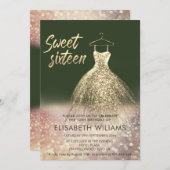 Bezaubernde goldene Kleidung glänzend ombre rot i Einladung (Vorne/Hinten)