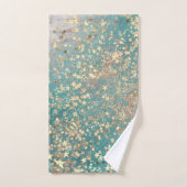 Bezaubernde goldene Sterne auf Aquamariner Glitter Badhandtuch Set (Handtuch)