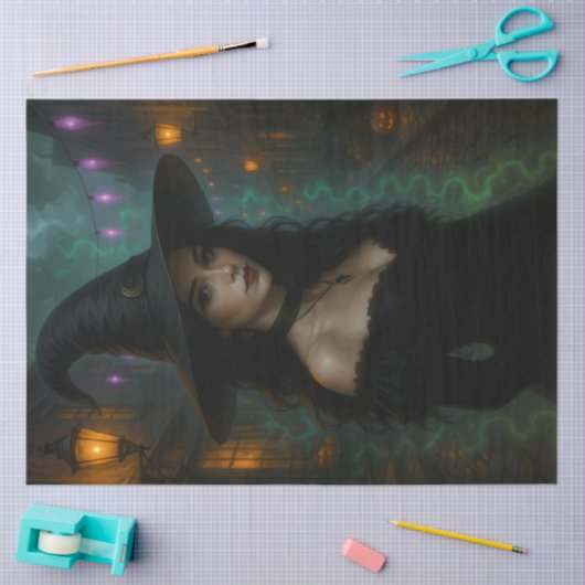 Bezaubernde Gothic Hexe in der Midnight Street Seidenpapier (Basteln)