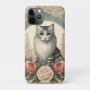 bezaubernde graue Vintage Katze mit Blumen Case-Mate iPhone Hülle
