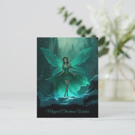 Bezaubernde grüne Fee Winterwald Weihnachten (Stehend Vorderseite)