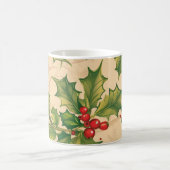Bezaubernde grüne Holly-Blätter mit Roten Bereren Kaffeetasse (Mittel)
