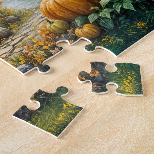 Bezaubernde Herbst-Hütte mit Pumpkins Puzzle (Seite)