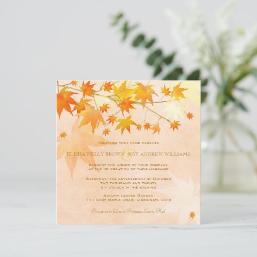 Bezaubernde Herbstlaub Einladung (Stehend Vorderseite)