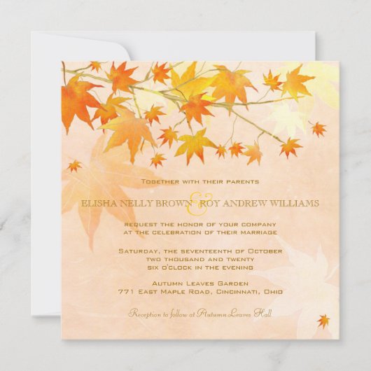 Bezaubernde Herbstlaub Einladung (Vorderseite)