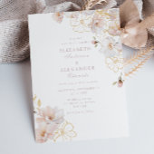 Bezaubernde Hochzeit der Wildblume Blush & Gold Einladung