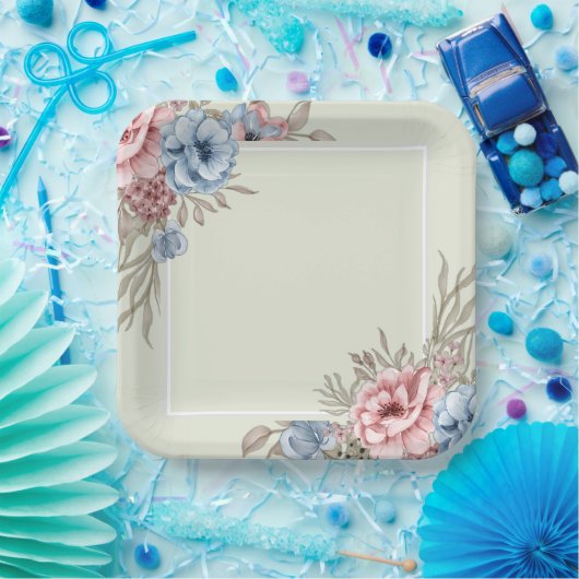 Bezaubernde Hochzeit in Rosa und Blumen Pappteller (Party)