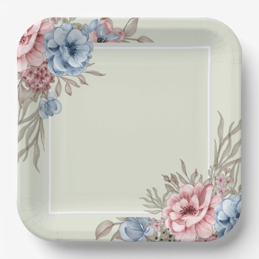 Bezaubernde Hochzeit in Rosa und Blumen Pappteller (Vorderseite)