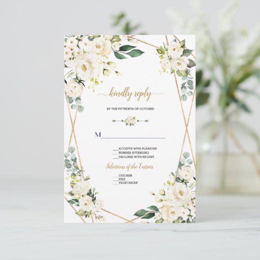 Bezaubernde Hochzeit mit weißer Blüte RSVP Karte (Stehend Vorderseite)