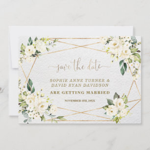 Bezaubernde Hochzeit mit weißer Blüte Save The Date