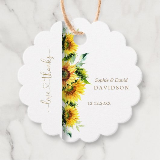 Bezaubernde Hochzeit von Wasserfarben-Sonnenblumen Geschenkanhänger (Vorderseite)