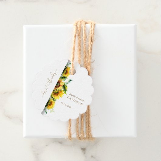 Bezaubernde Hochzeit von Wasserfarben-Sonnenblumen Geschenkanhänger (Beispiel)