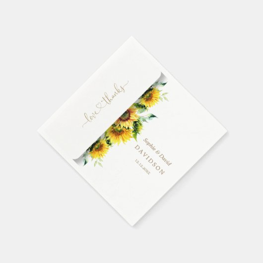 Bezaubernde Hochzeit von Wasserfarben-Sonnenblumen Serviette (Ecke)