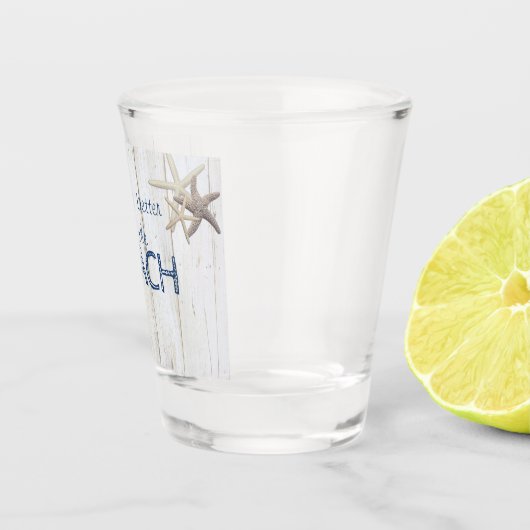 Bezaubernde Holzstruktur, Seesterne Schnapsglas (Rechts)