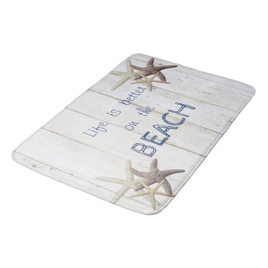 Bezaubernde Holztextur, Starfish, Strand Badematte (Schrägansicht)