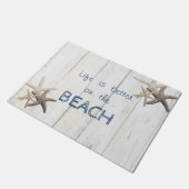 Bezaubernde Holztextur, Starfish, Strand Fußmatte (Schrägansicht)