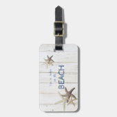 Bezaubernde Holztextur, Starfish, Strand Gepäckanhänger (Vorderseite vertikal)
