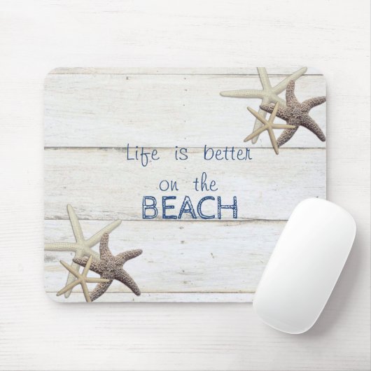 Bezaubernde Holztextur, Starfish, Strand Mousepad (Mit Mouse)
