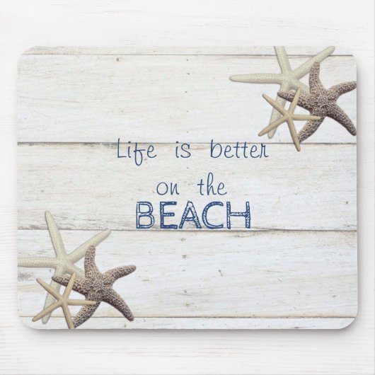 Bezaubernde Holztextur, Starfish, Strand Mousepad (Vorne)