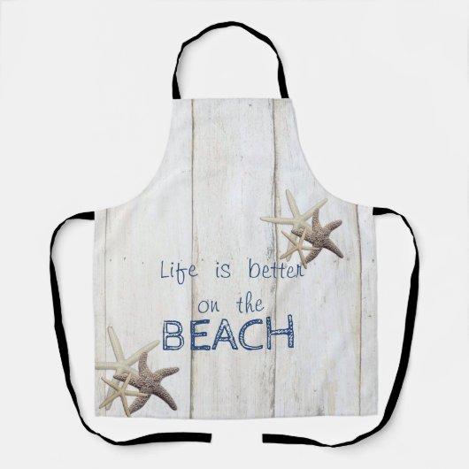 Bezaubernde Holztextur, Starfish, Strand Schürze (Vorderseite)
