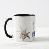 Bezaubernde Holztextur, Starfish, Strand Tasse (Links)