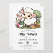 Bezaubernde Hübsche Schafspuffel Einladung (Vorne/Hinten)