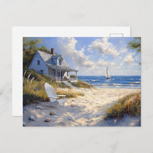 Bezaubernde Hütte am Strand Landschaftlicher Blick Postkarte (Vorne/Hinten)