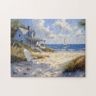 Bezaubernde Hütte am Strand Landschaftlicher Blick Puzzle