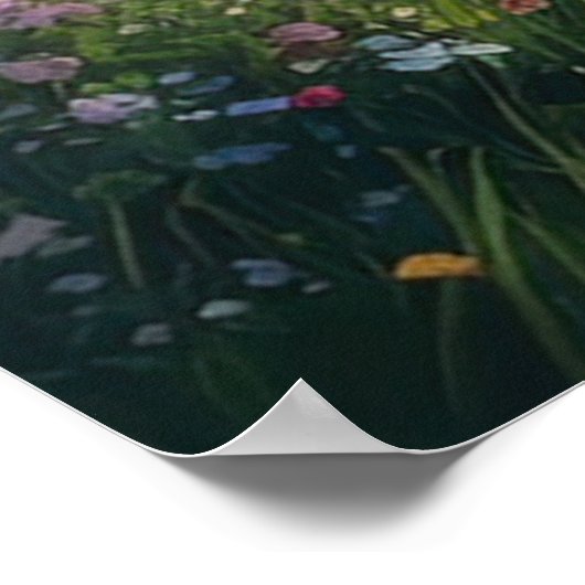 Bezaubernde Hütte inmitten wunderschöner Blume Poster (Ecke)