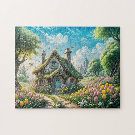 Bezaubernde Hütte mit dem Tulip Garden Puzzle (Horizontal)
