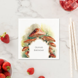 Bezaubernde Hütte Mushroom Geburtstag Serviette