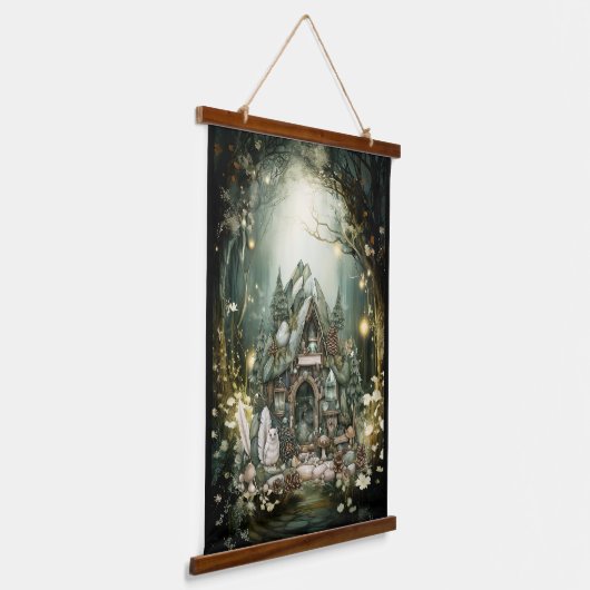 Bezaubernde Hütte Wandteppich Mit Holzrahmen (Gewinkelt)