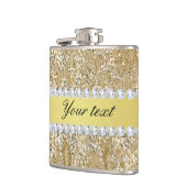 Bezaubernde Imitat-GoldSequins und -diamanten Flachmann (Links)