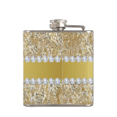 Bezaubernde Imitat-GoldSequins und -diamanten Flachmann (Rückseite)