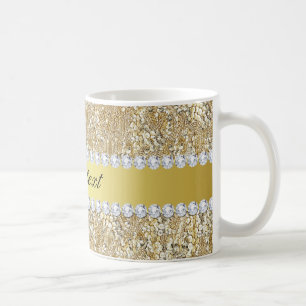 Bezaubernde Imitat-GoldSequins und -diamanten Kaffeetasse