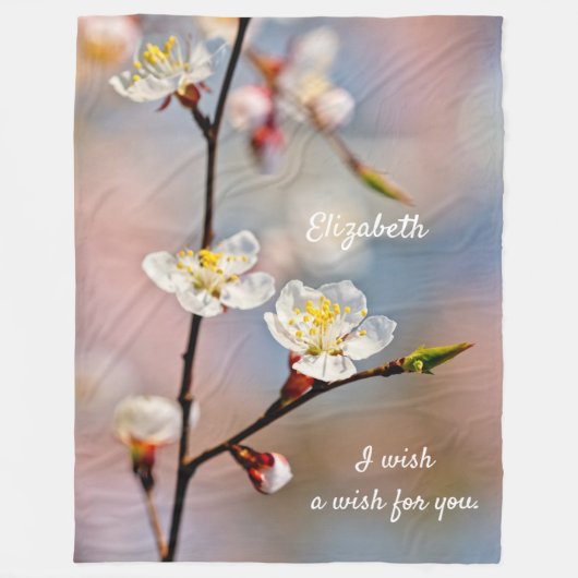 Bezaubernde japanische Apricot-Blume Fleecedecke (Vorderseite)